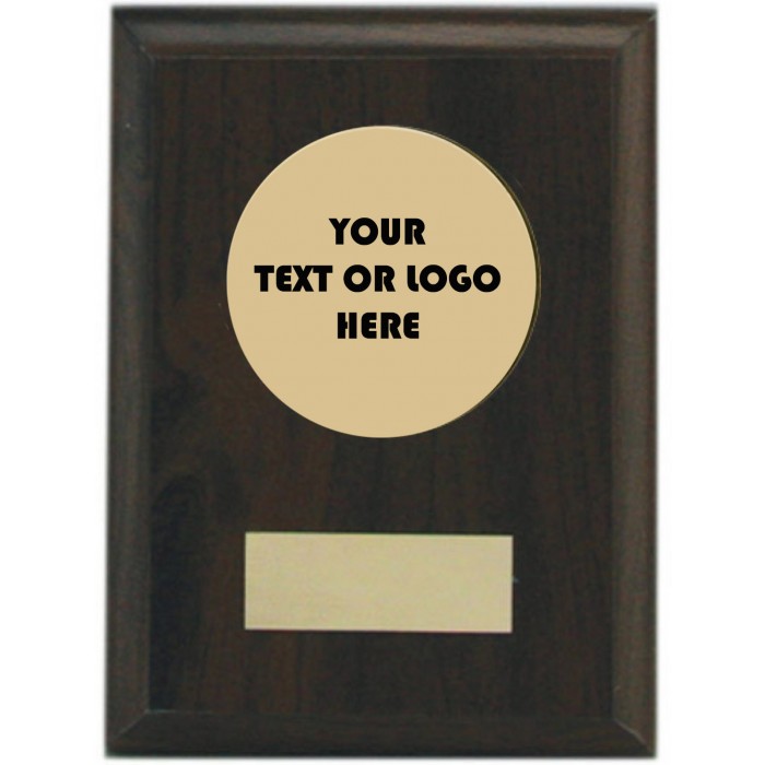 Custom Budget wooden plaque 5'' - personalised metal centre